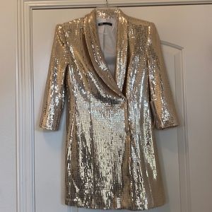 Zara Gold Sequin Blazer Dress